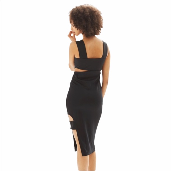 Topshop wide strap cutout black midi holiday dress - Picture 9 of 10